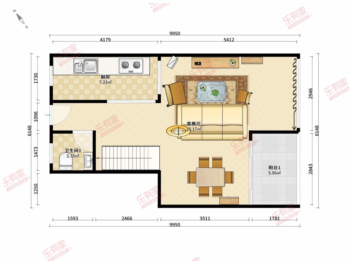 君华御府 3房2厅2卫 77.76㎡