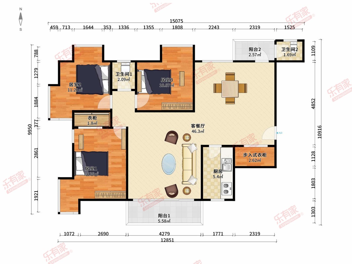 红树湾美庐锦园，户型方正南北通，双阳台看海景看高尔夫景观