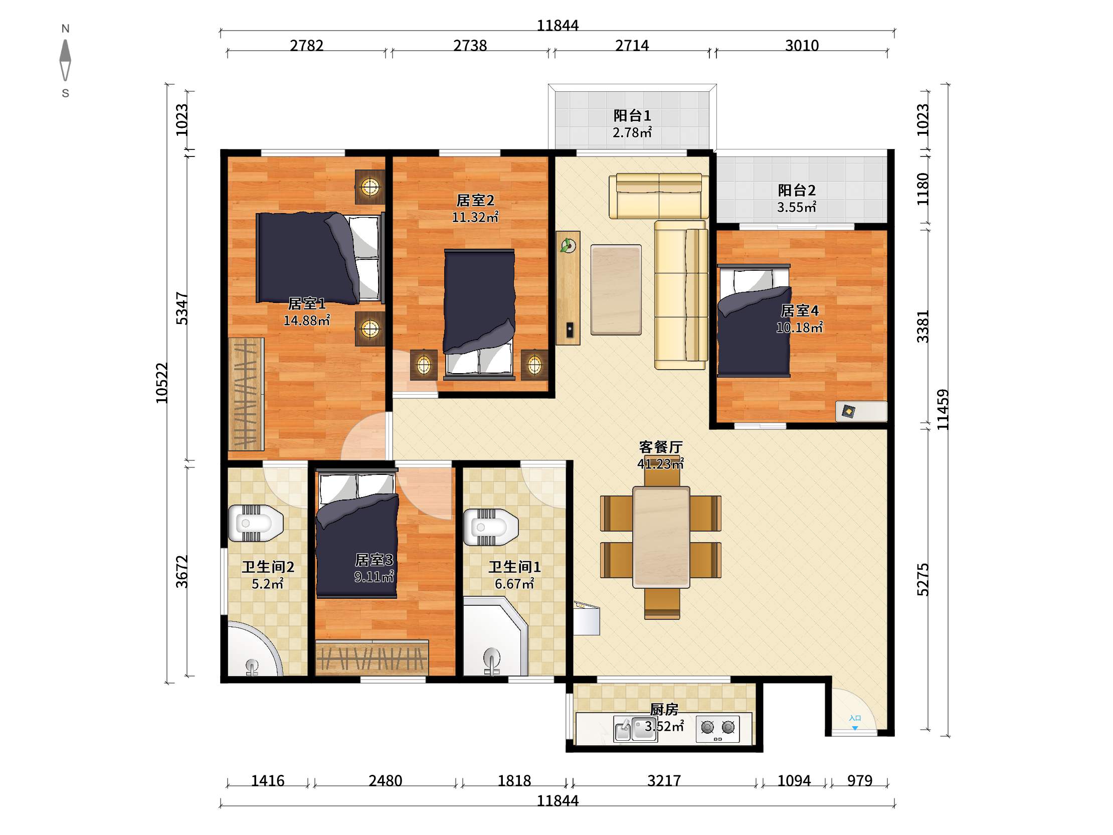 忠信春满园南精装4室2厅108.58m²