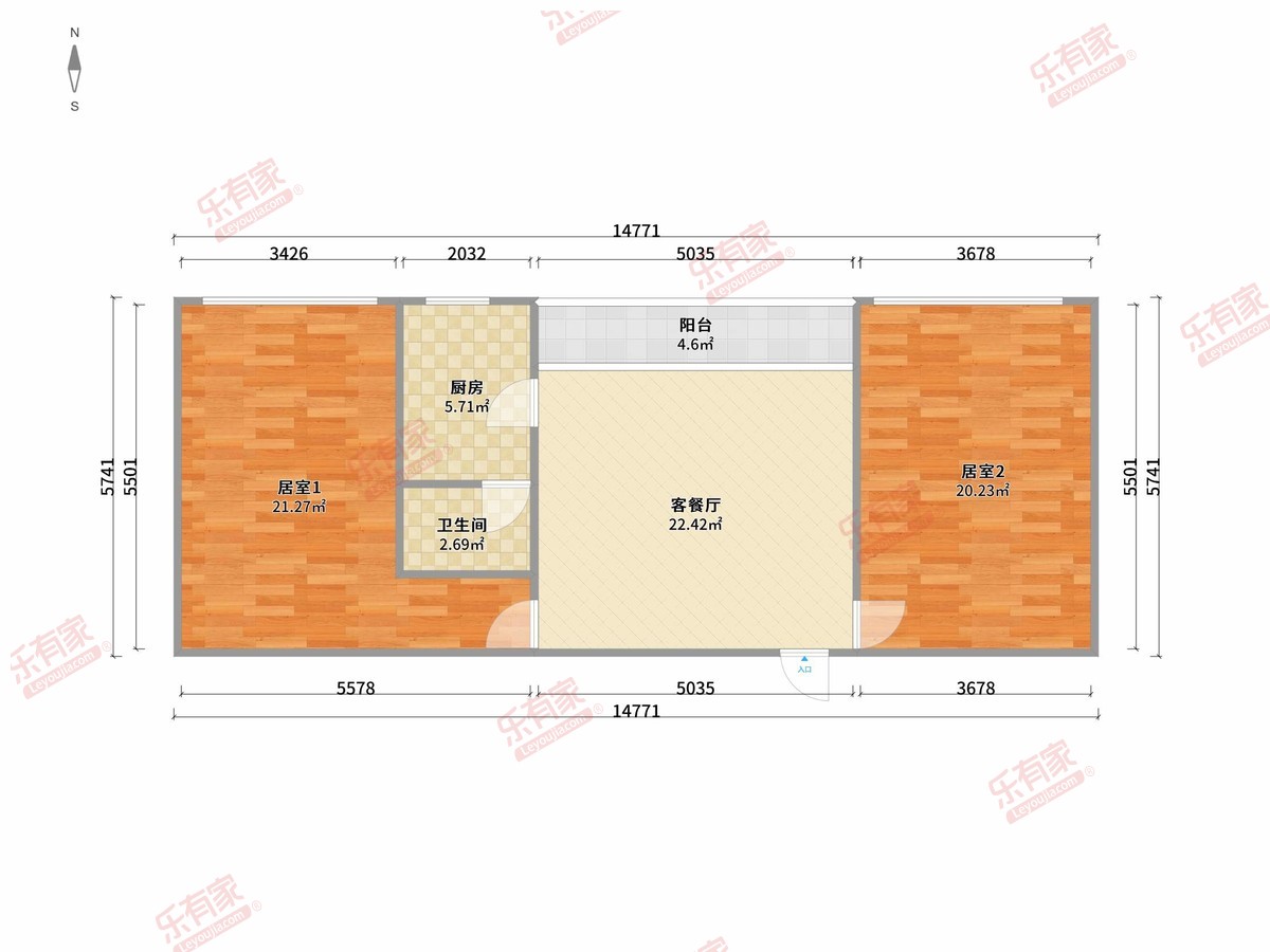 黄石花园 2房1厅1卫 88㎡