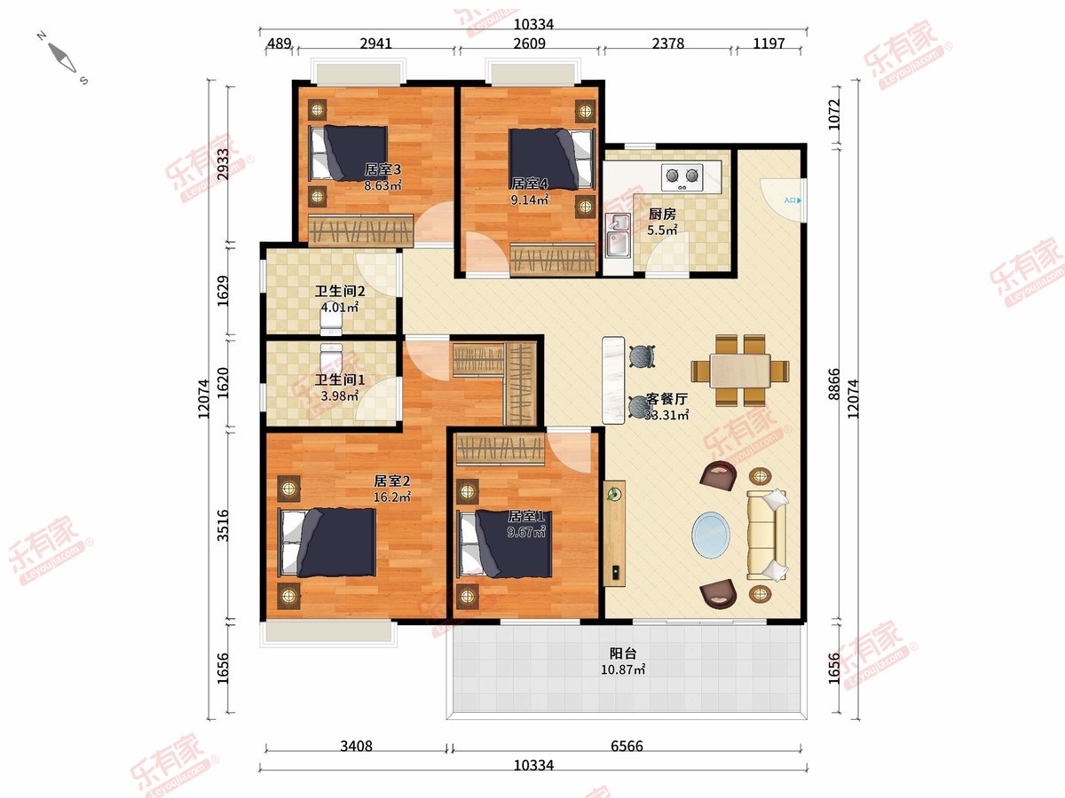 璞悦台128m²4房2卫