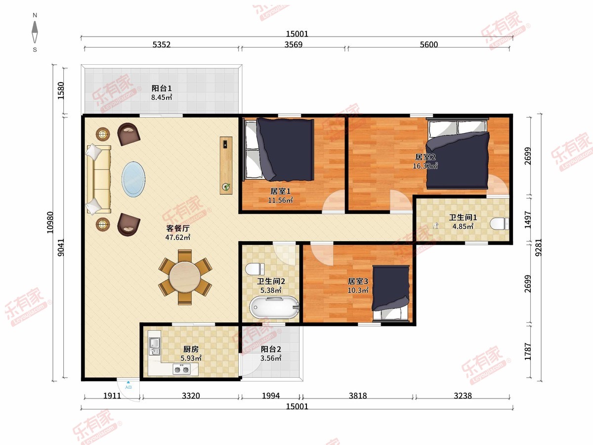 阳光美加三期 3房2厅2卫 135㎡-中山阳光美加三期二手房
