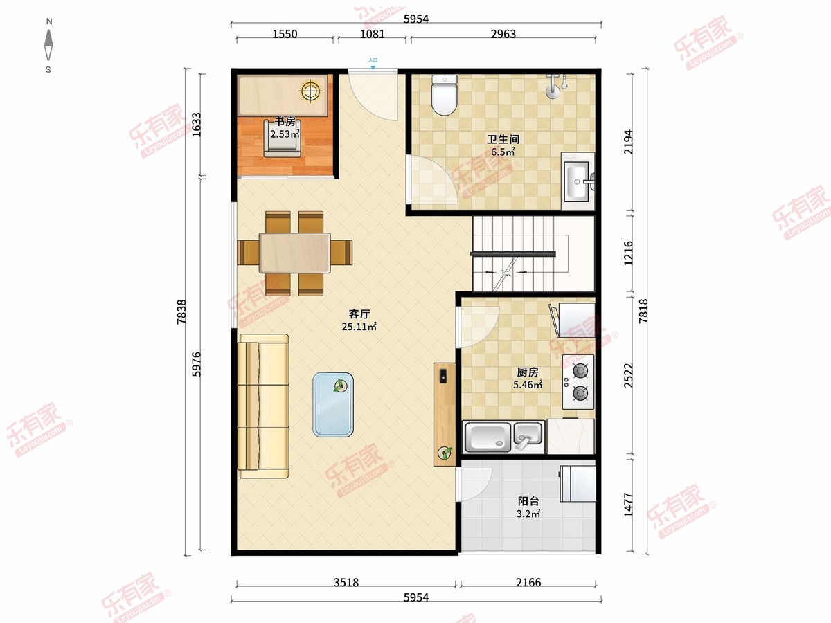 朗信国际 4房1厅1卫1厨1阳48.0m² 南