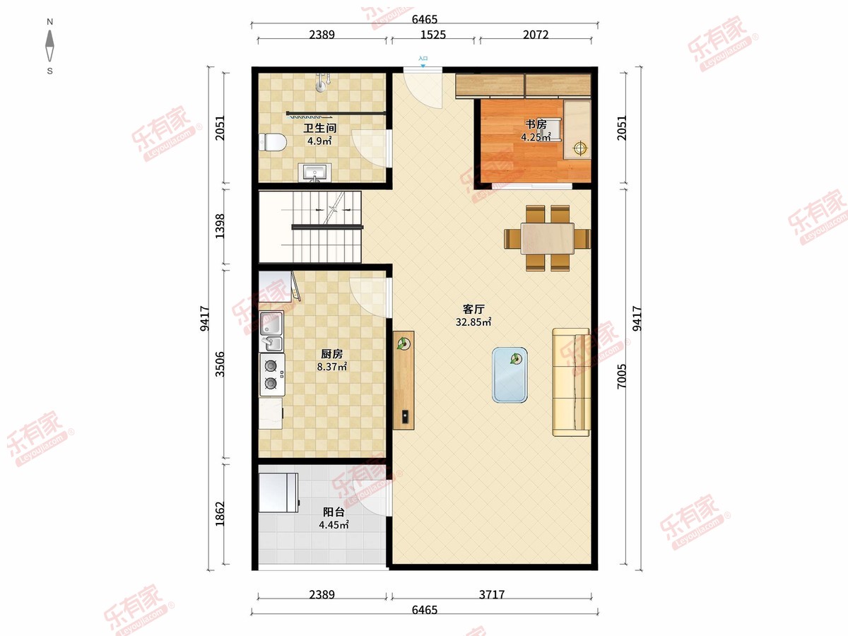 朗信国际 4房1厅2卫1厨1阳55.68m² 南