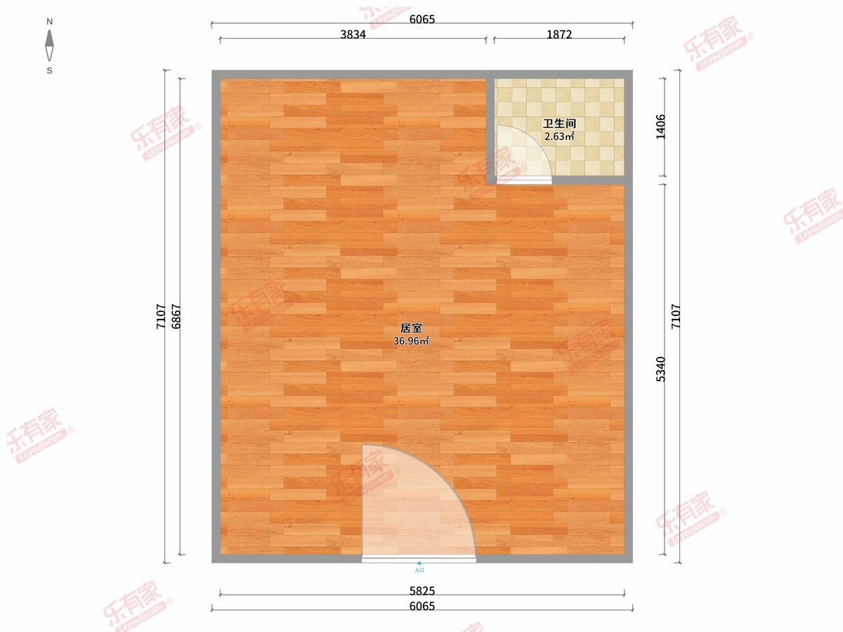 龙光玖龙台 1房0厅1卫0厨0阳59.0m² 北
