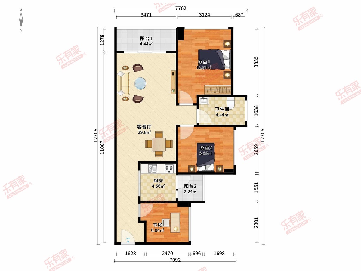 吉祥里豪庭 3房2厅1卫 81.33㎡
