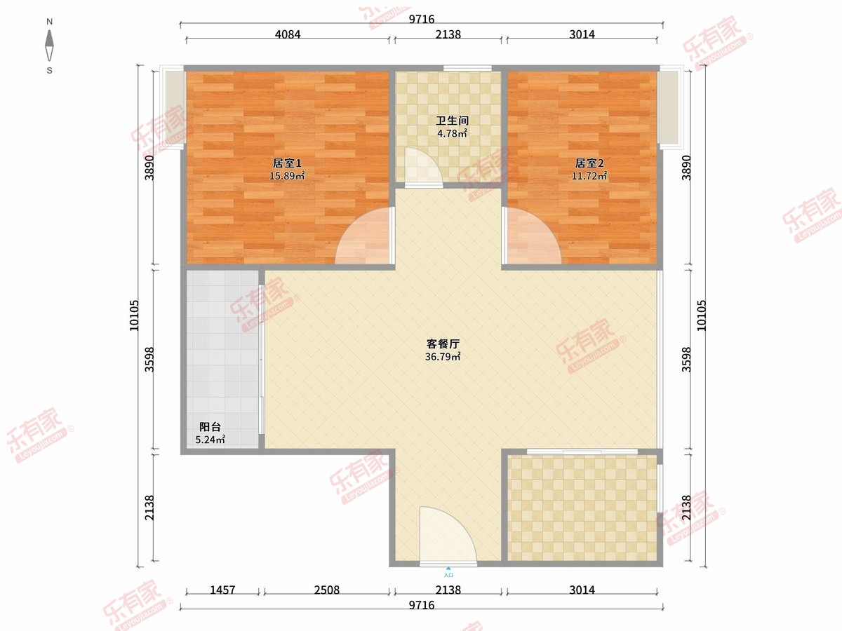 甘兰苑 2房2厅1卫 102㎡