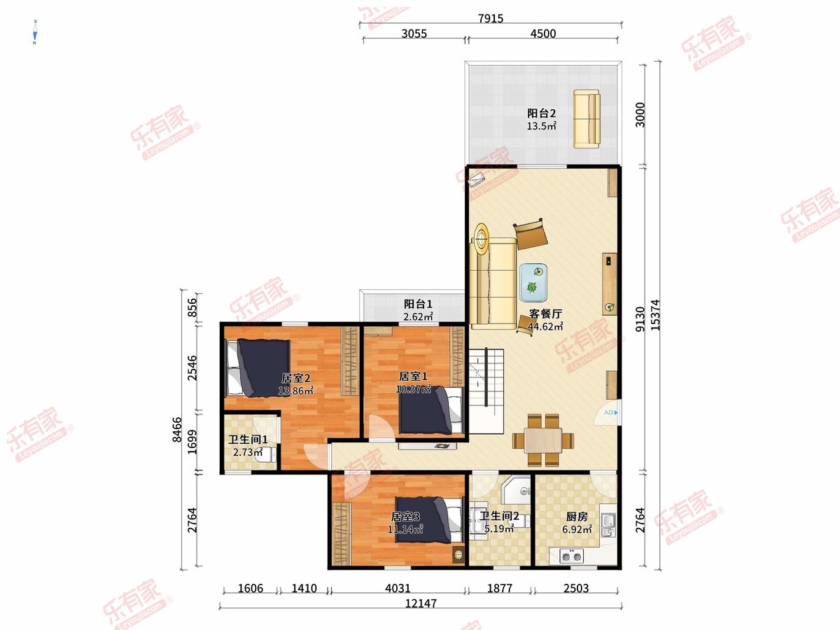 海伦心苑 南 毛坯 5室 4厅 265m² 