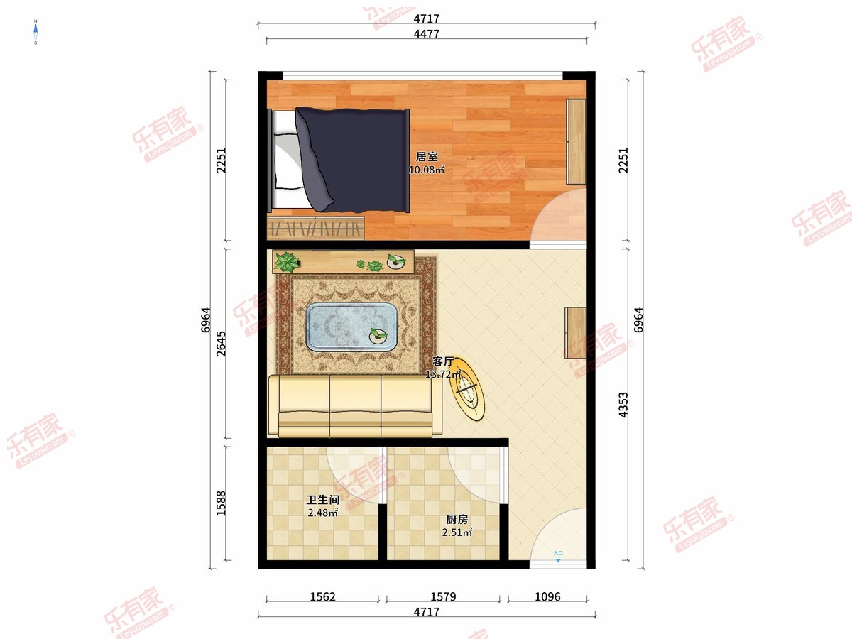英豪花园 1房1厅1卫 33㎡