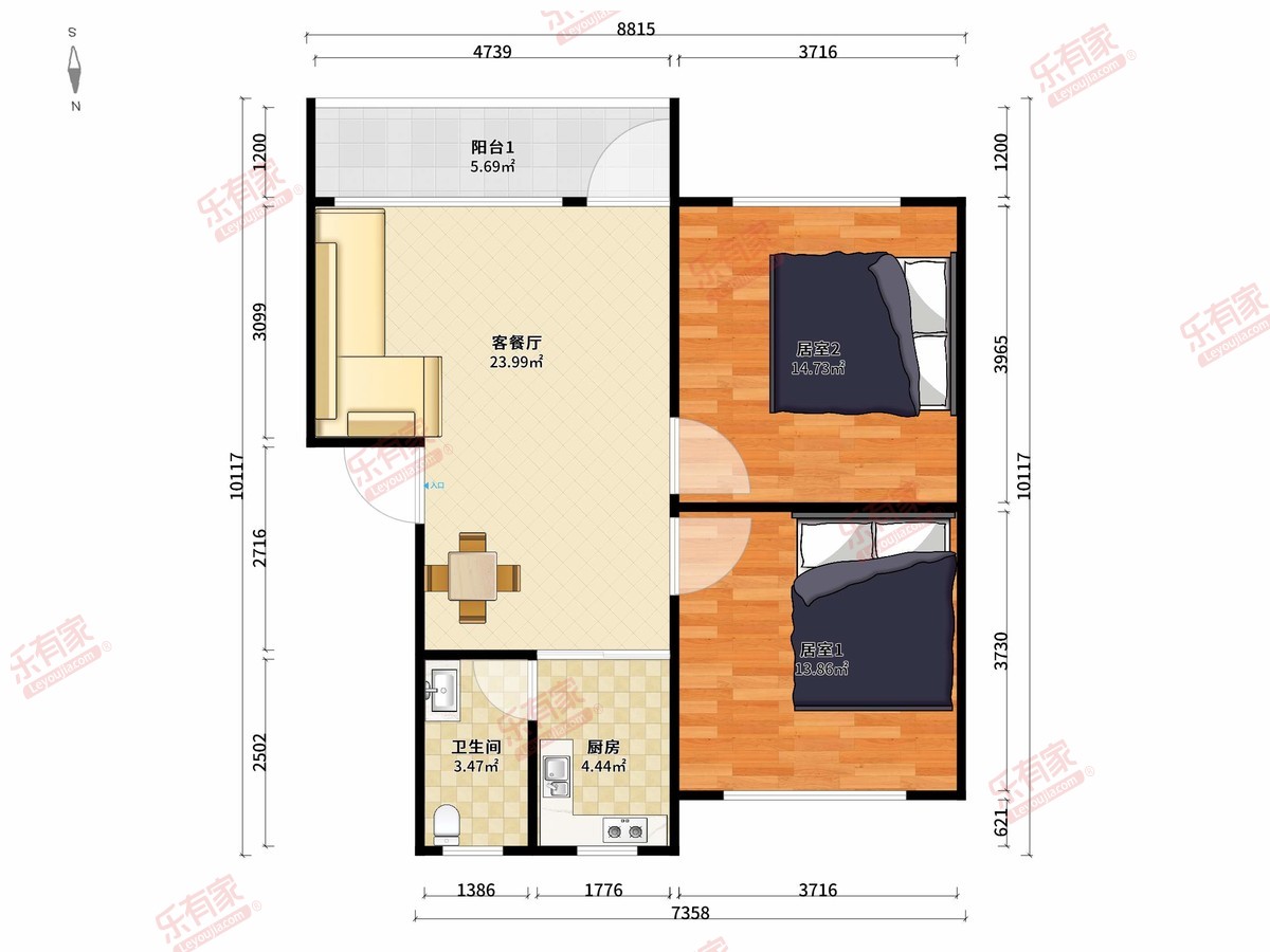 港航局小区 2房2厅1卫 68㎡-广州港航局小区二手房