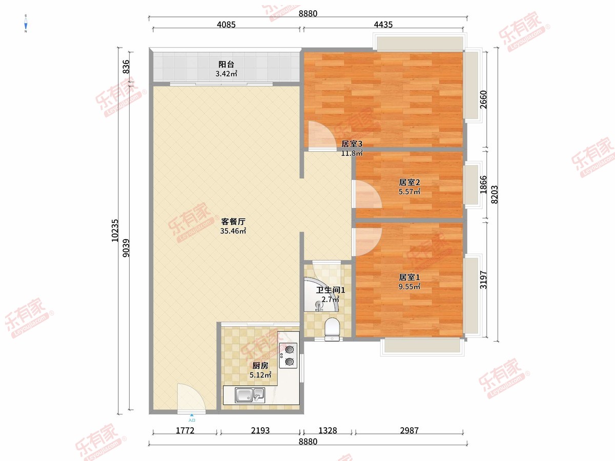 锦绣豪园 3房2厅2卫 93㎡