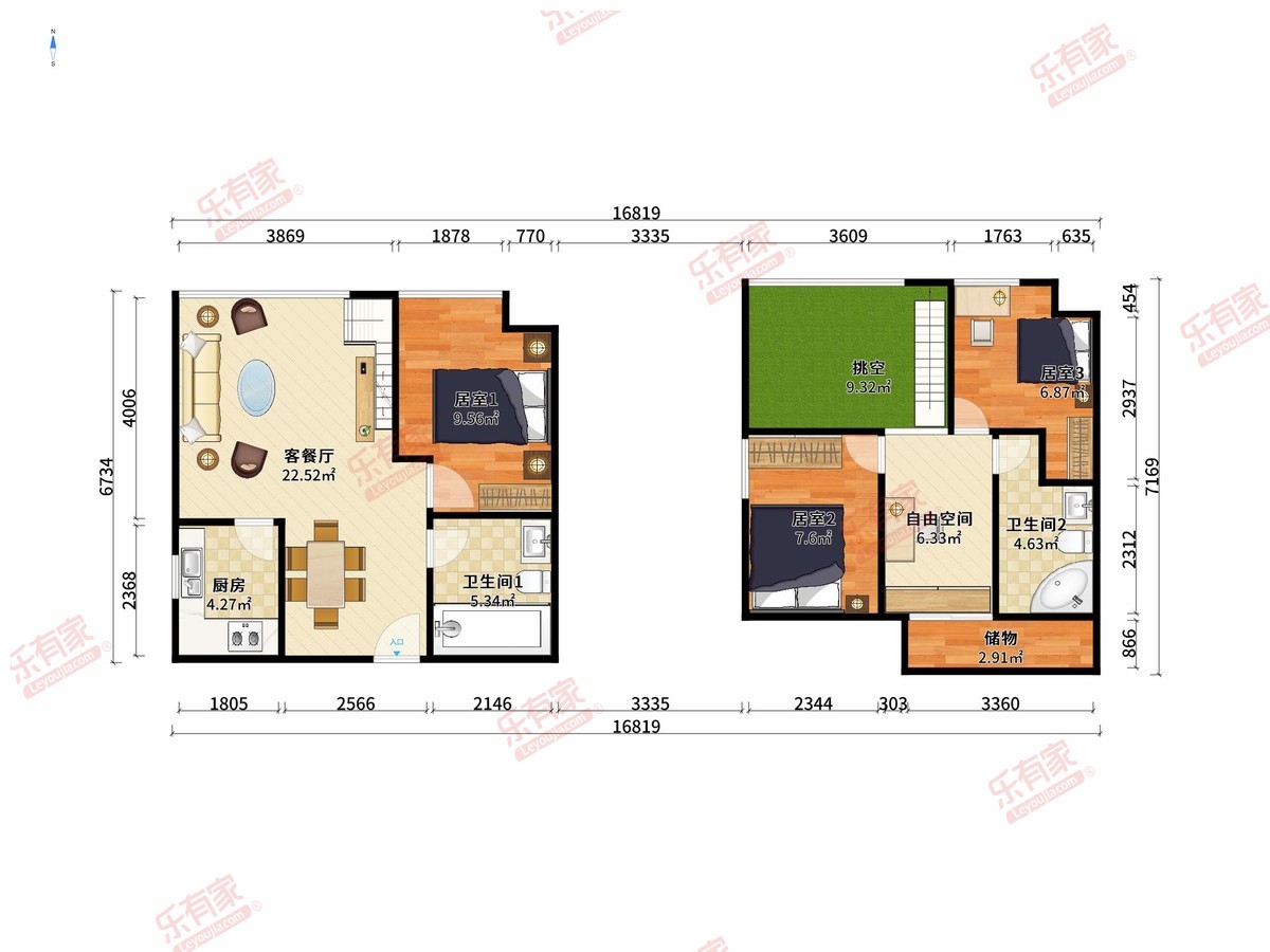 保利松湖和府 4房2厅2卫1厨0阳64.0m² 南