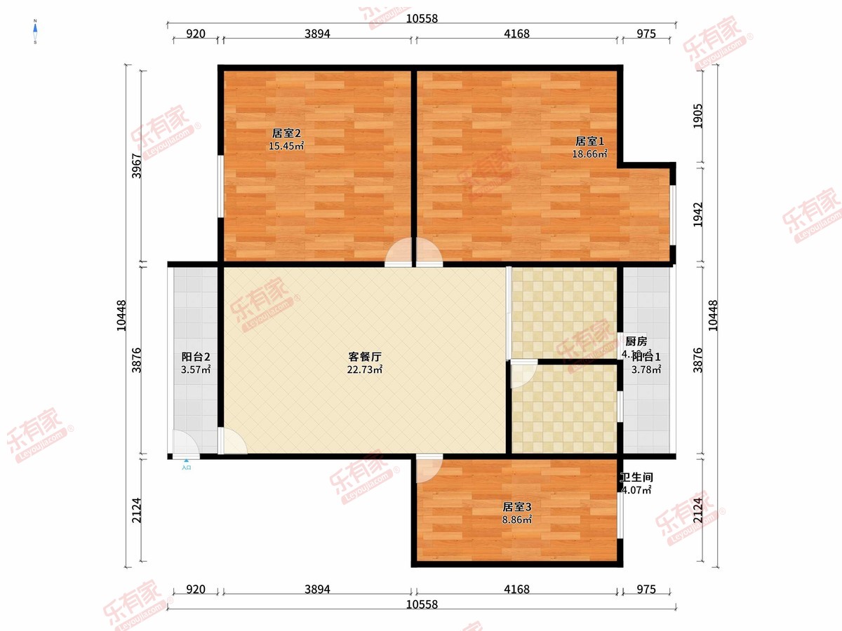 吉顺楼 3房2厅1卫1厨2阳91.08m² 南