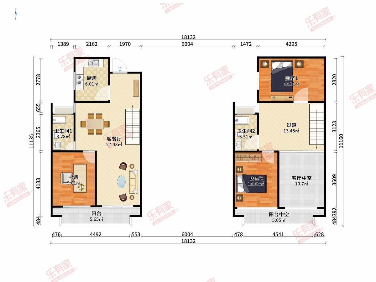东江学府七期 3房2厅2卫1厨1阳78.0m² 南