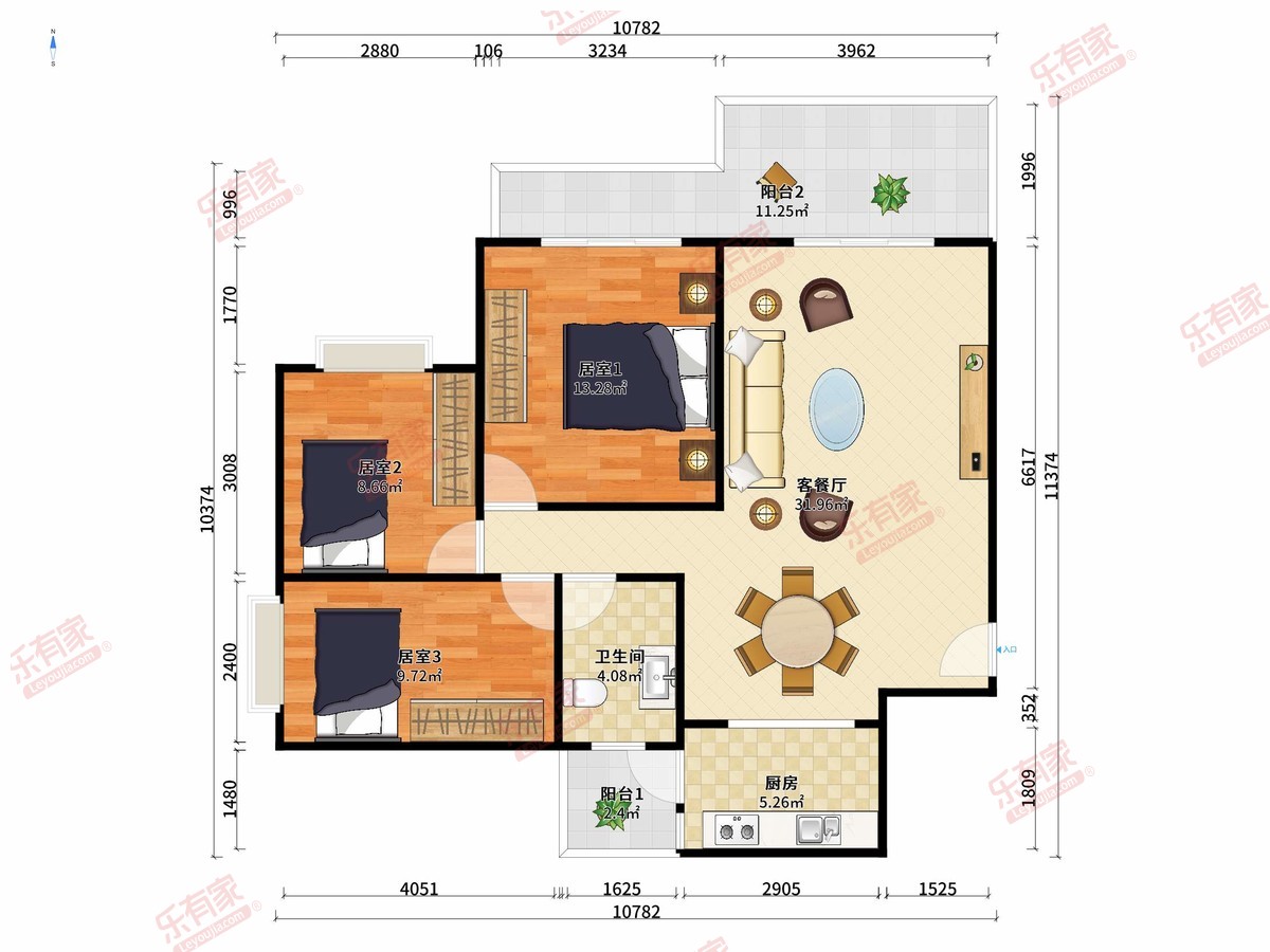 华南碧桂园岭御苑 3房2厅1卫 102㎡