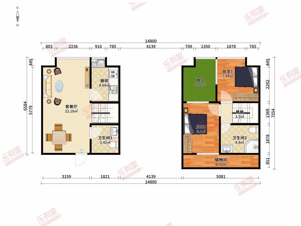 保利松湖和府 3房2厅2卫1厨0阳48.0m² 南