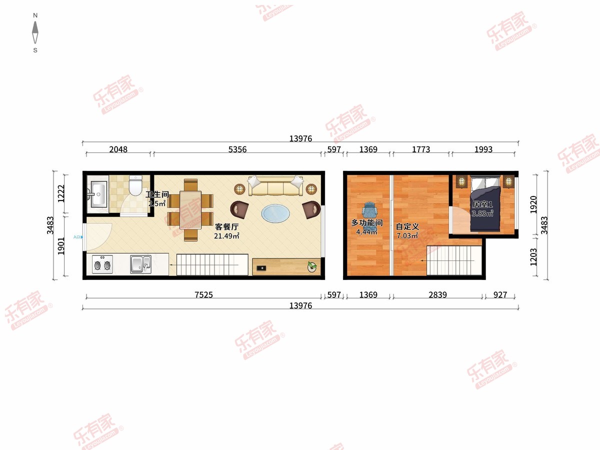 嘉捷广场 2房2厅1卫0厨0阳40.0m² 南