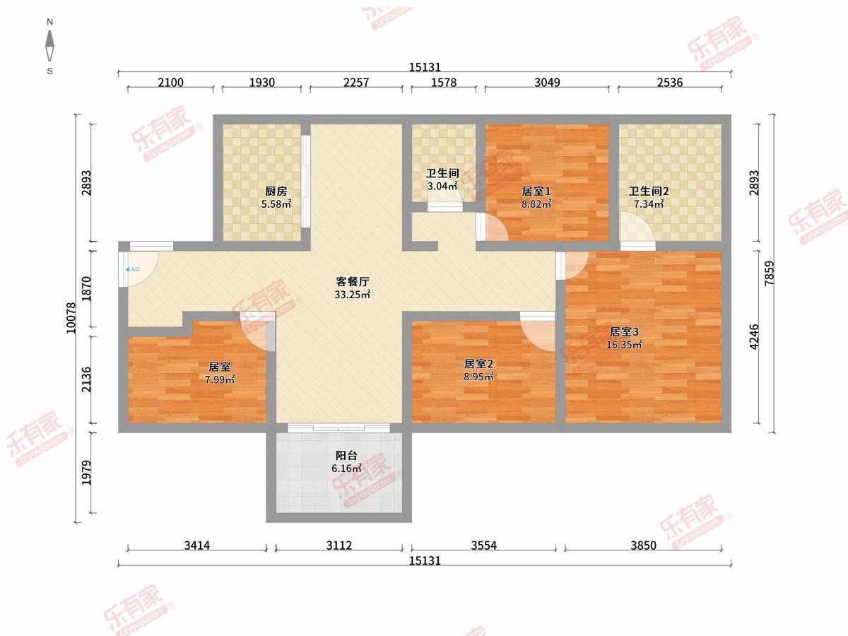 滨海之星花园（万科卓越珑远•未来之光） 4房2厅2卫1厨1阳121.0m² 南