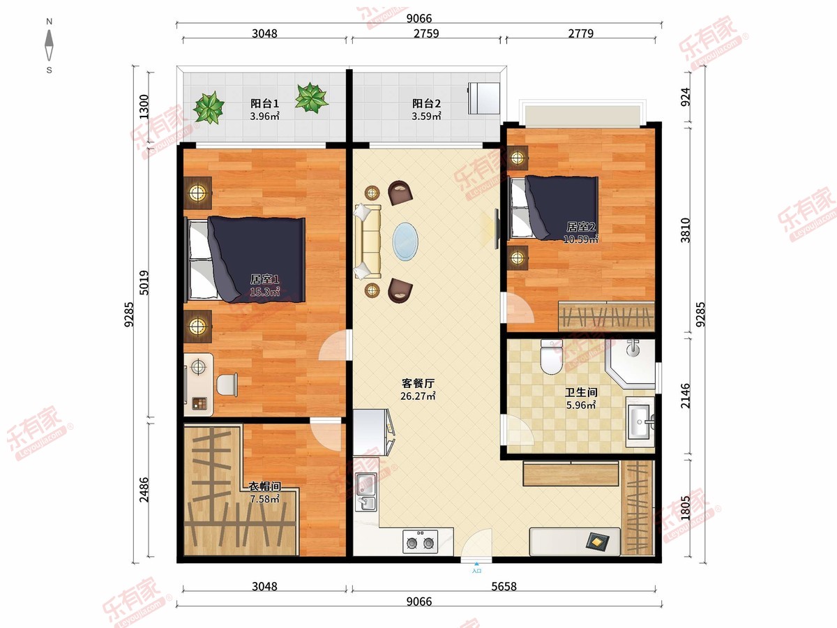 大信活力城沙溪店 2房2厅1卫0厨2阳92.0m² 南