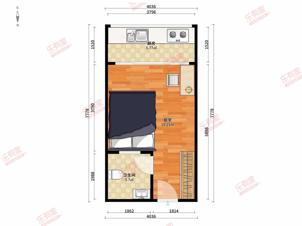 星晴公寓 1房0厅1卫 38.12㎡-珠海星晴公寓租房