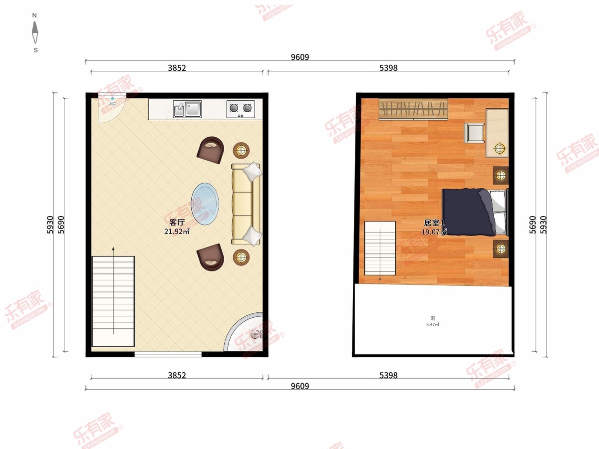 长风国际 1房1厅0卫1厨0阳45.0m² 南