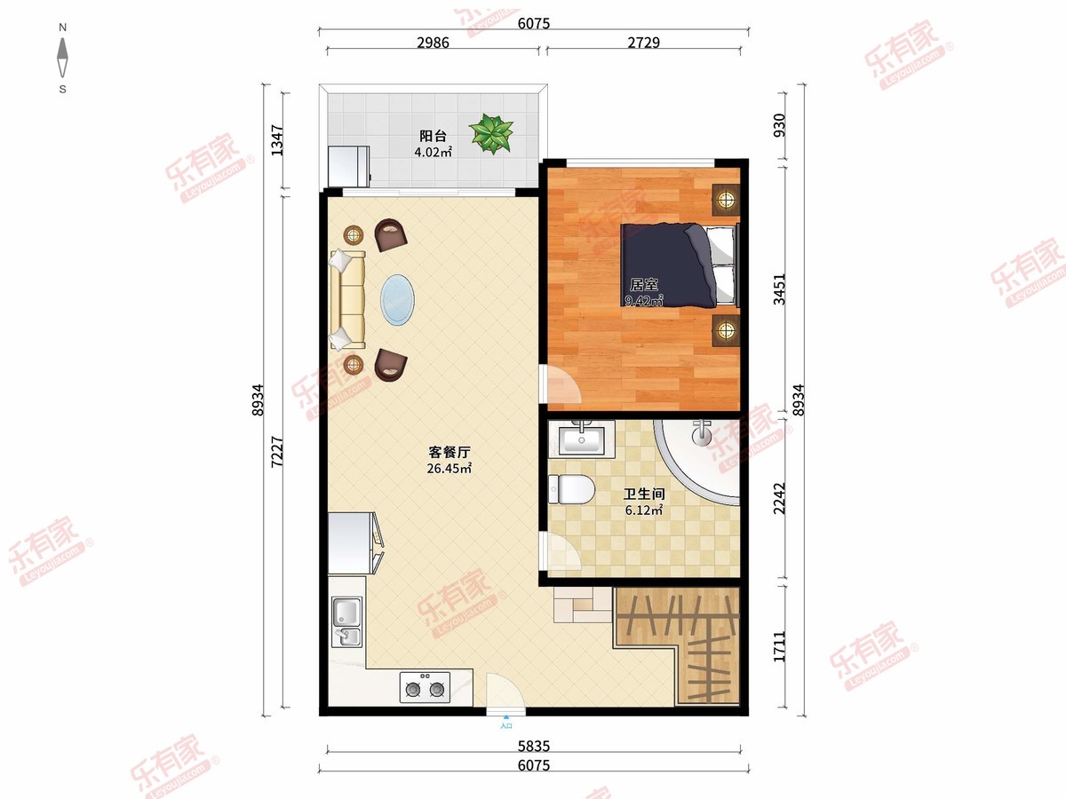 大信活力城沙溪店 1房2厅1卫0厨1阳58.0m² 南