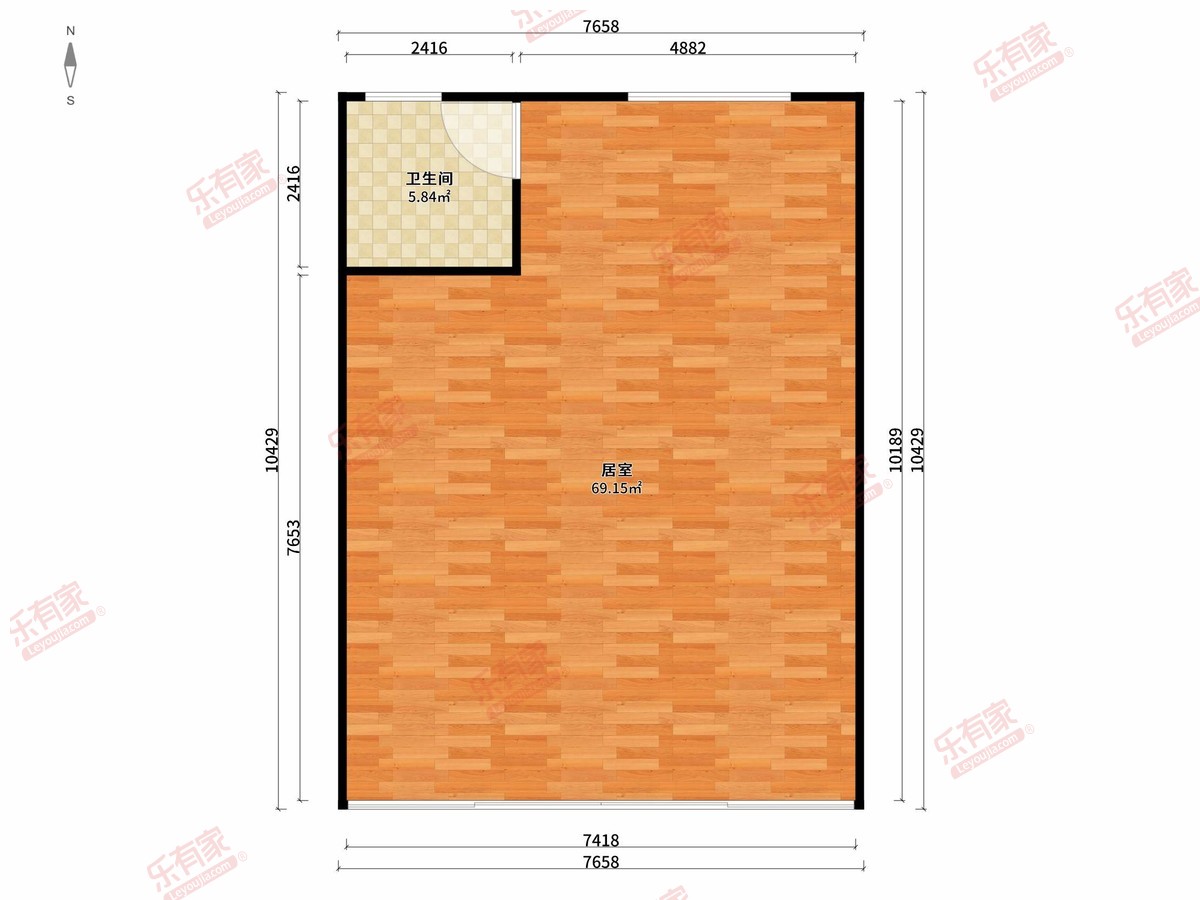 富盈公馆 1房0厅1卫0厨0阳77.49m² 北