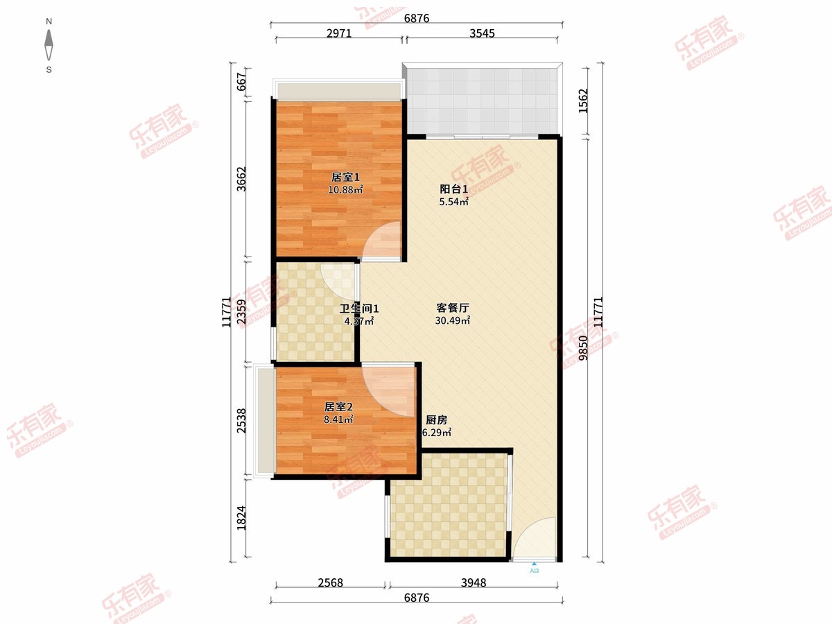 美的鹭湖森林度假城 2房2厅1卫1厨1阳77.0m² 东北