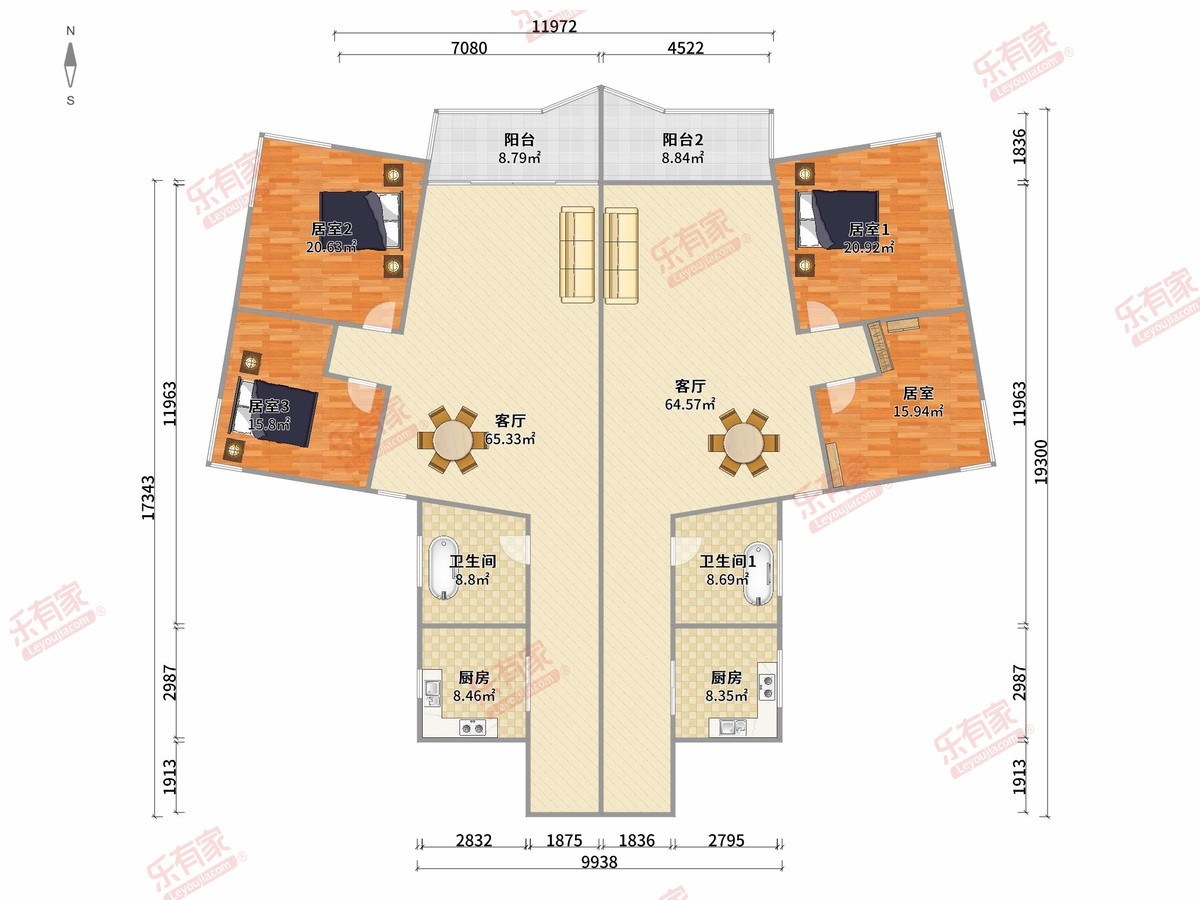 园岭新村 2房2厅2卫 80㎡-深圳园岭新村租房