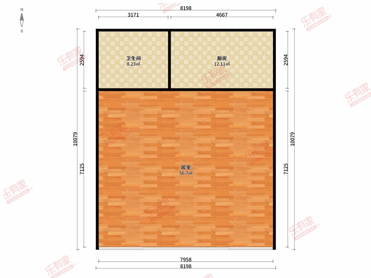 富盈公馆 1房0厅1卫1厨0阳99.56m² 南北