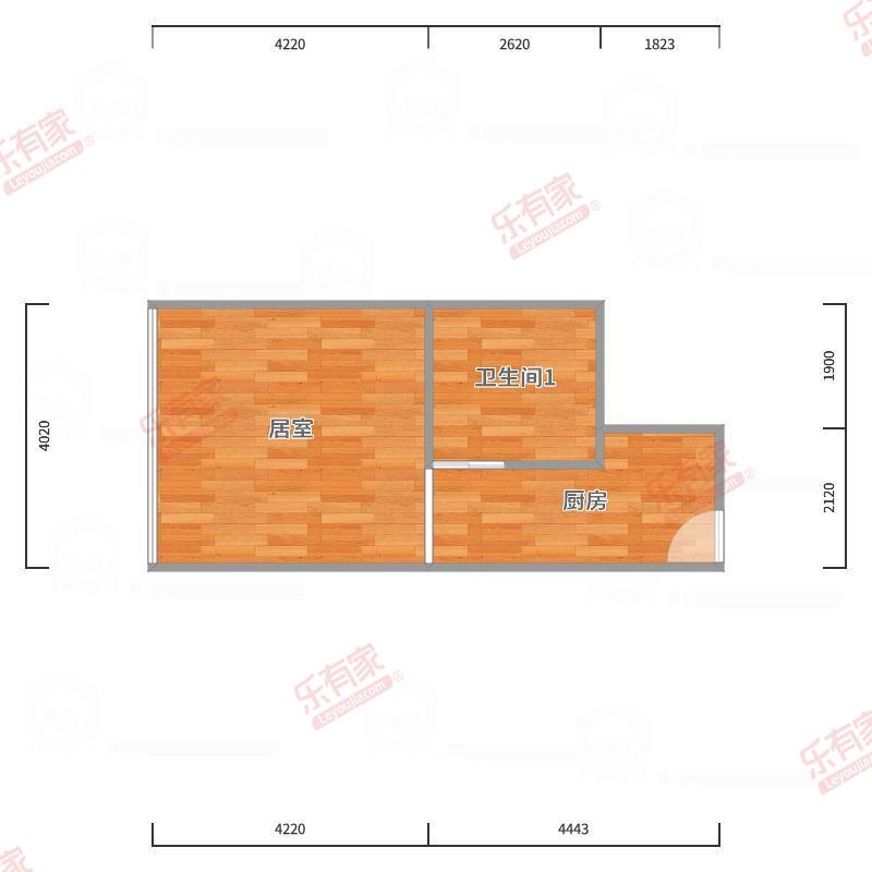 岁宝壹品苑 1房0厅1卫1厨0阳46.13m² 北