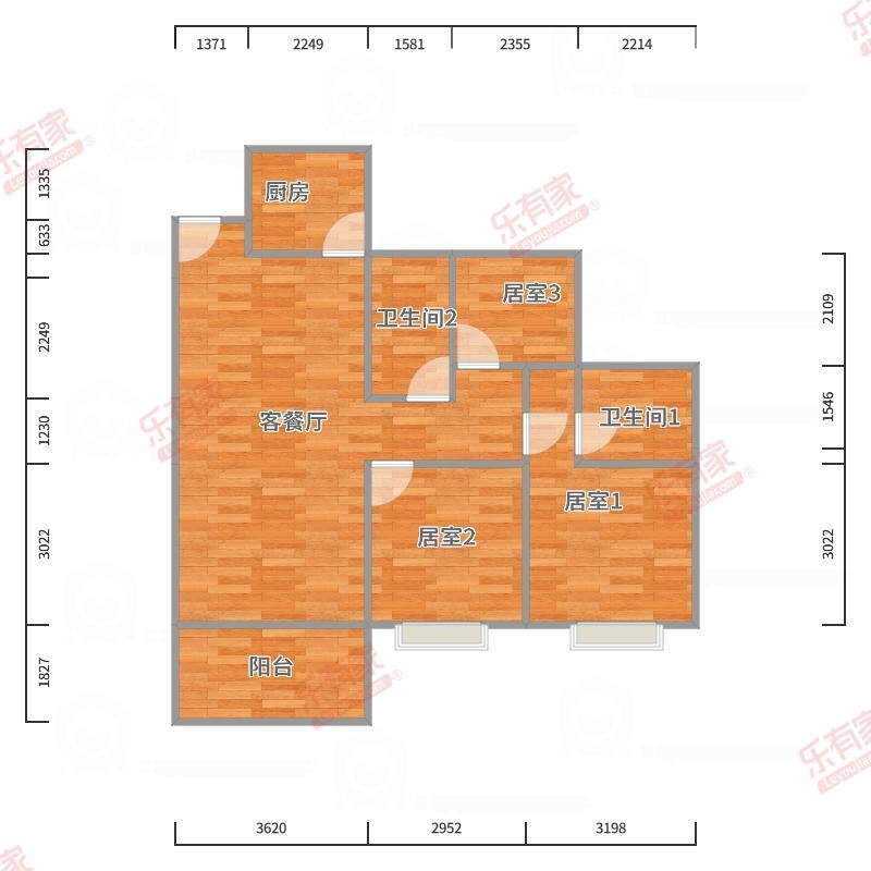 德兴华府 3房2厅2卫1厨1阳94.49m² 南