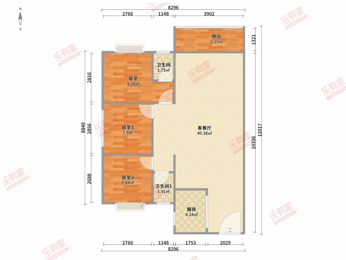 碧桂园凤凰湾 3房2厅2卫1厨1阳89.0m² 东南