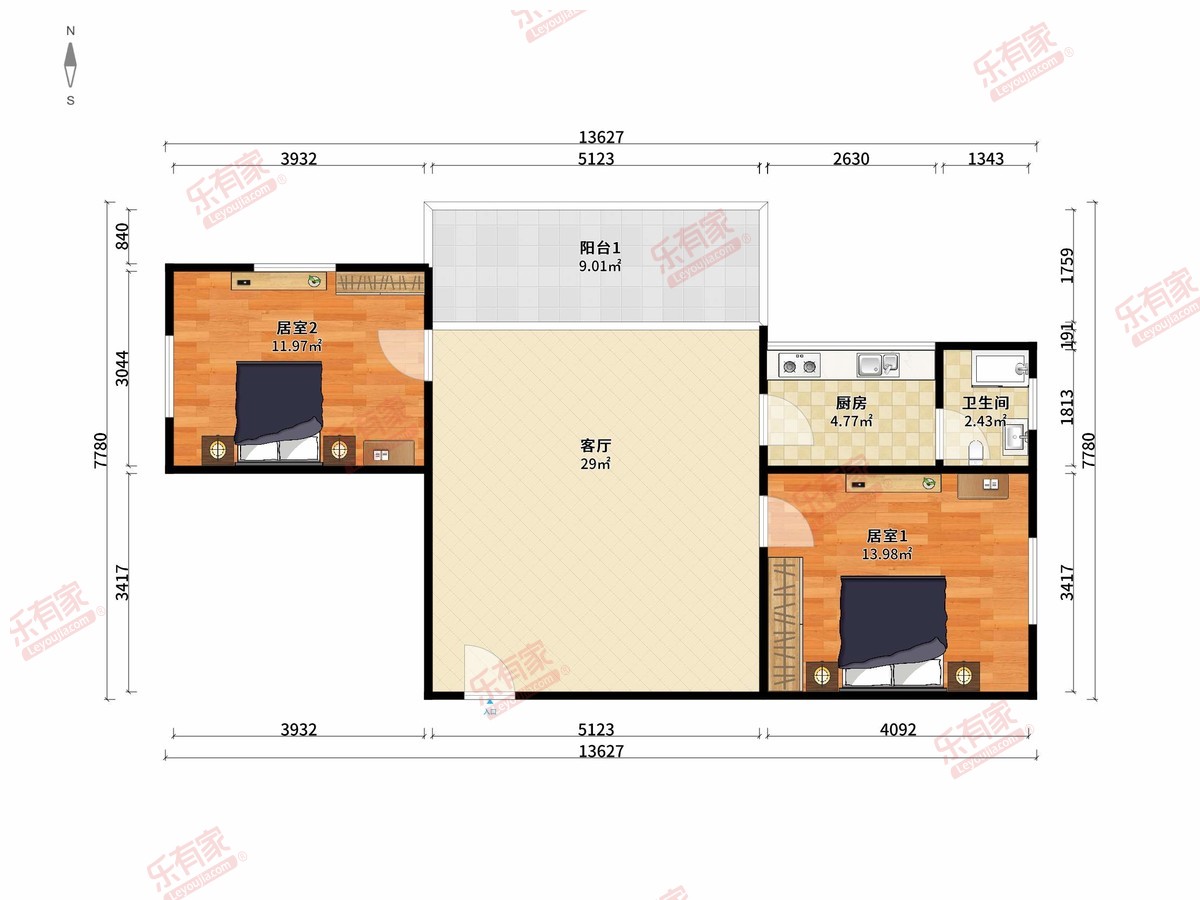 祥庆苑 2房1厅1卫 71.64㎡