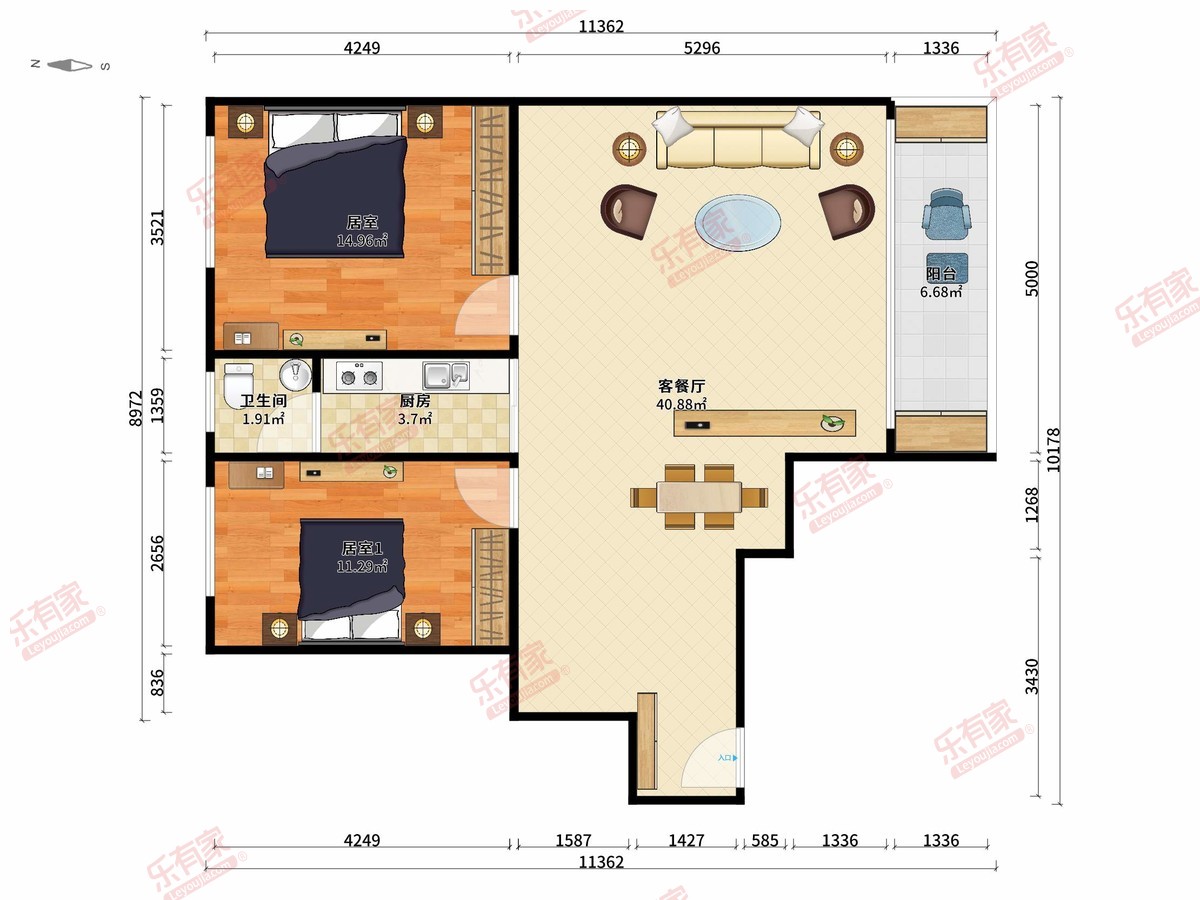 启华苑小区(光德里109号) 2房2厅1卫 89.04㎡