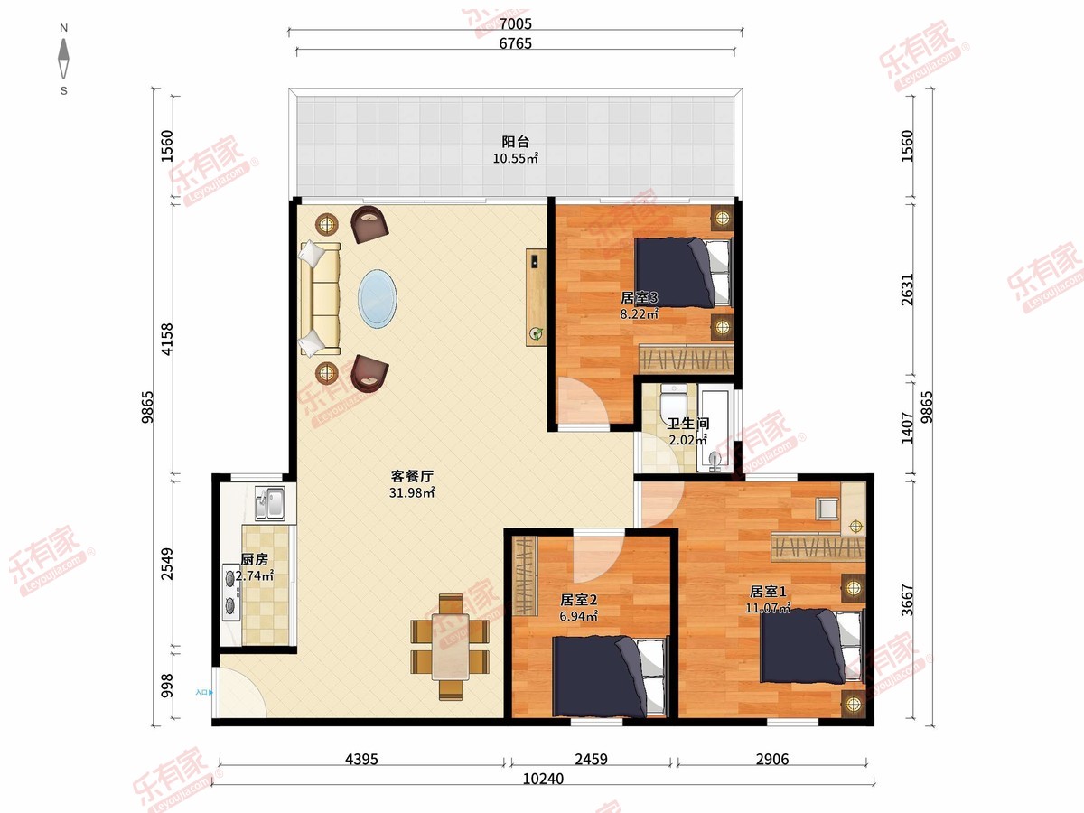 广东东莞黄金珠宝生产级配套项目 3房2厅1卫1厨1阳95.72m² 北