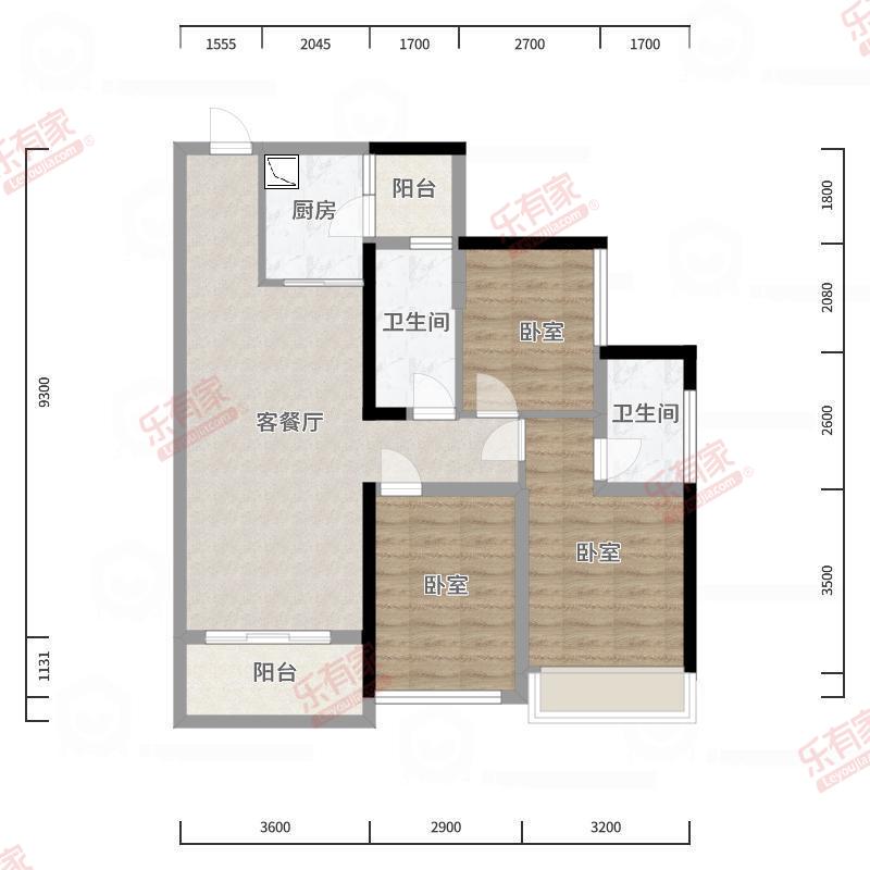 万科天誉国际公馆 3房2厅2卫 127㎡