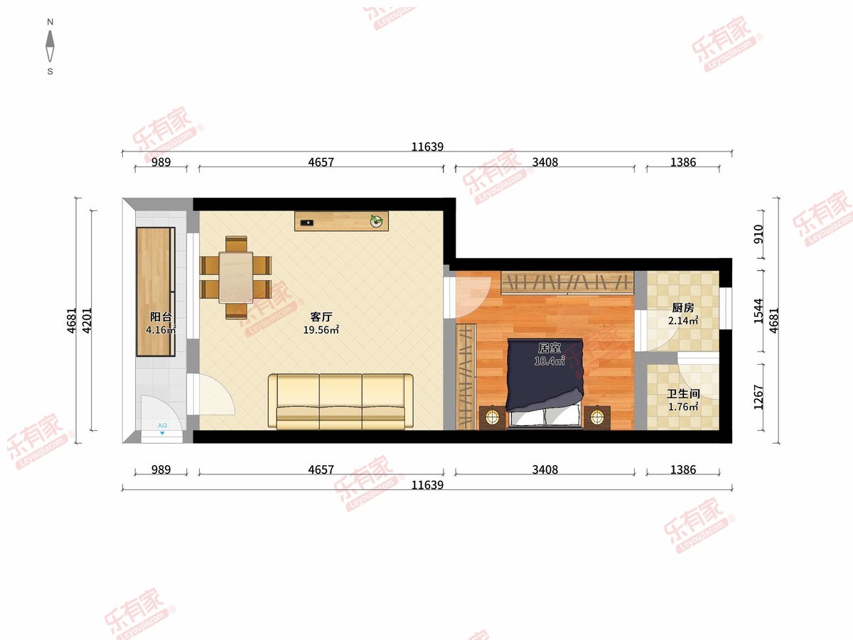 龙湾里 南 精装 1室 1厅 40m²-深圳龙湾里租房