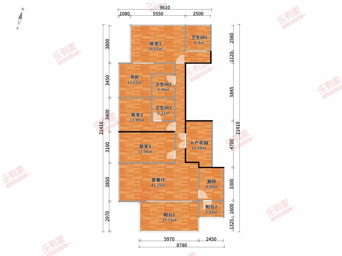 颐湾府 4房2厅3卫1厨2阳191.22m² 南北