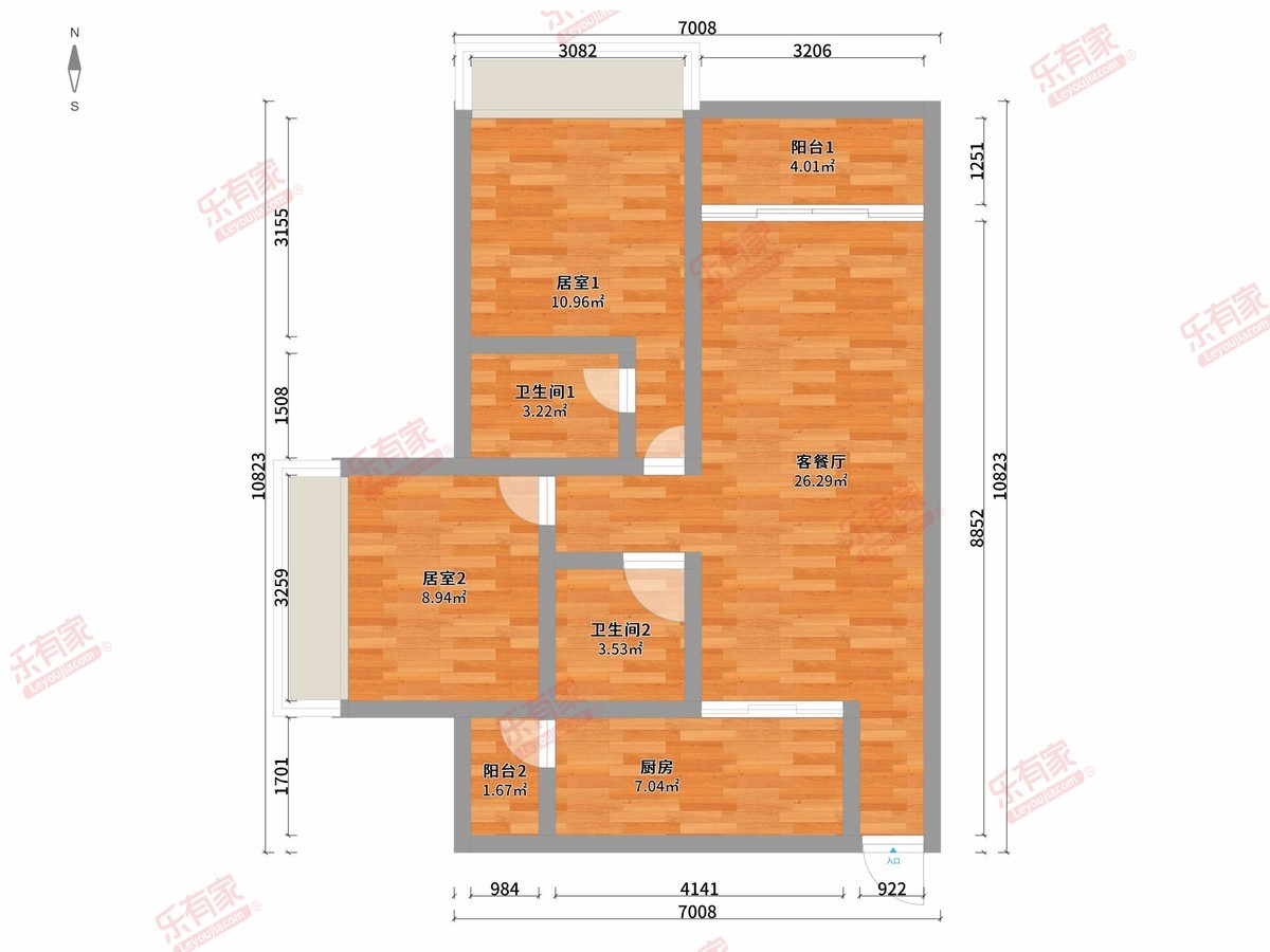 信义君御山居 2房2厅2卫 78.27㎡-江门信义君御山居租房
