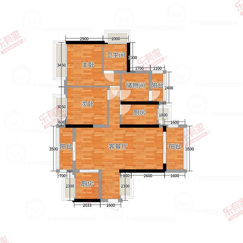 保利时光苑 3房2厅1卫2厨3阳99.0m² 南北