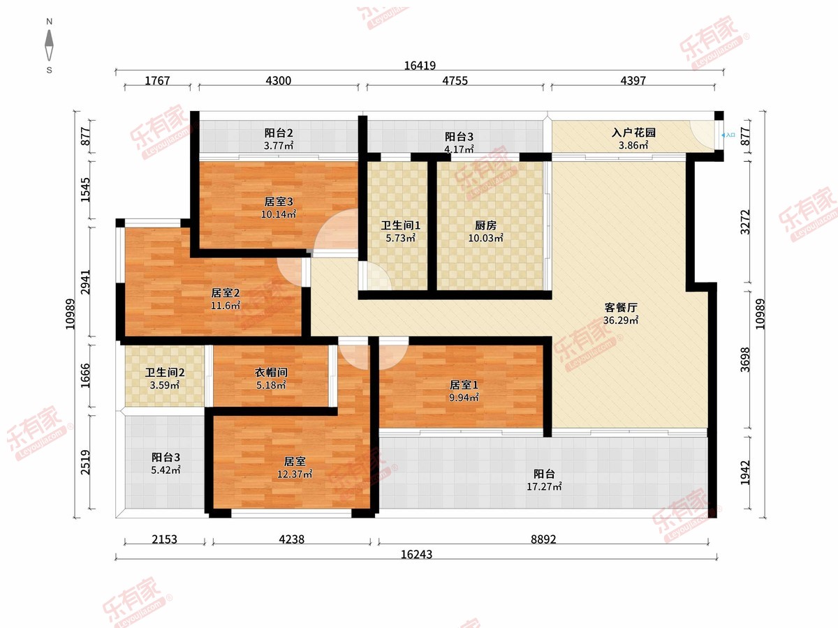天地源·御湾雅墅 4房2厅2卫1厨4阳144.55m² 南北