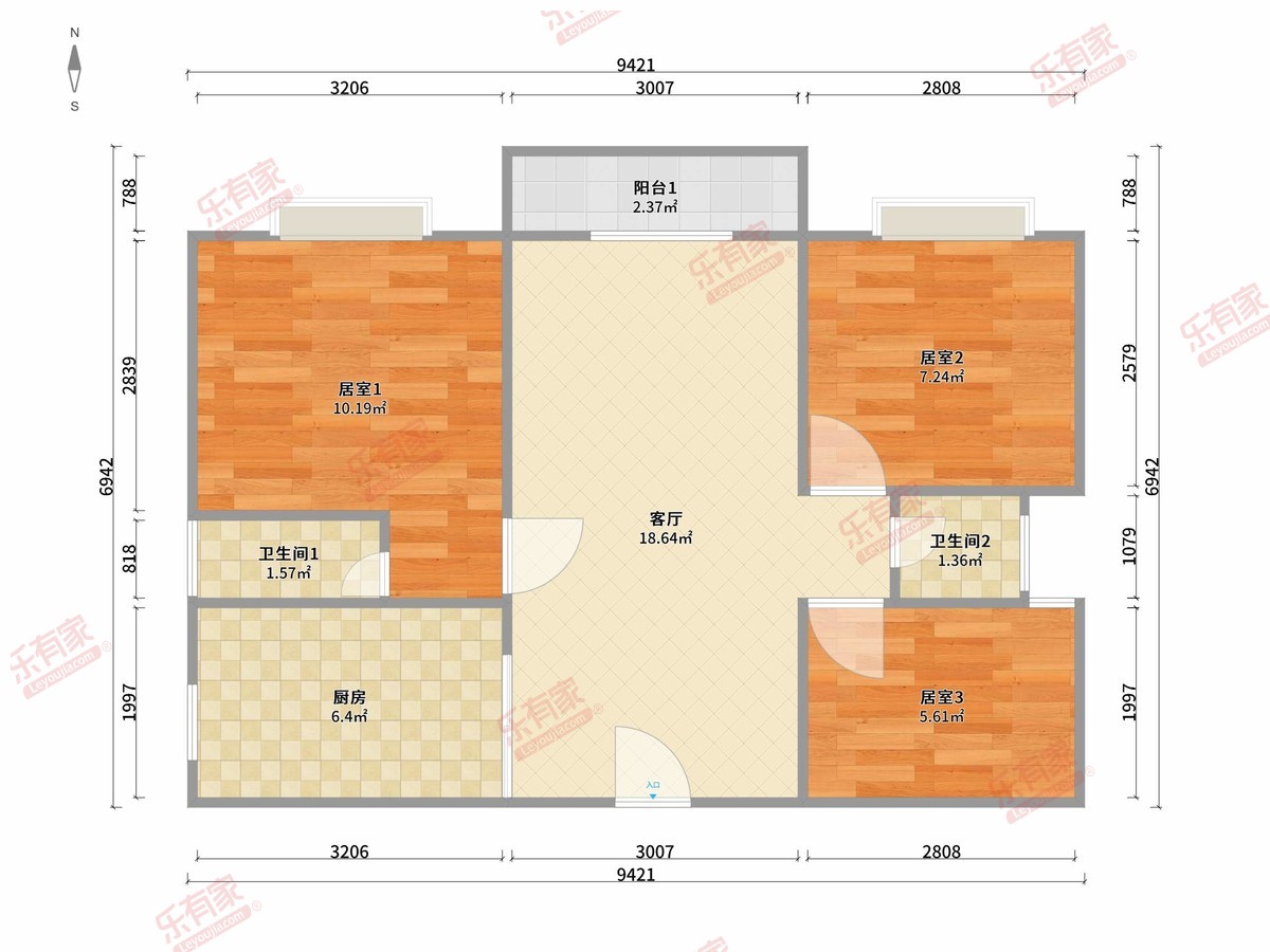 鳌龙居 3房1厅2卫 90.3㎡