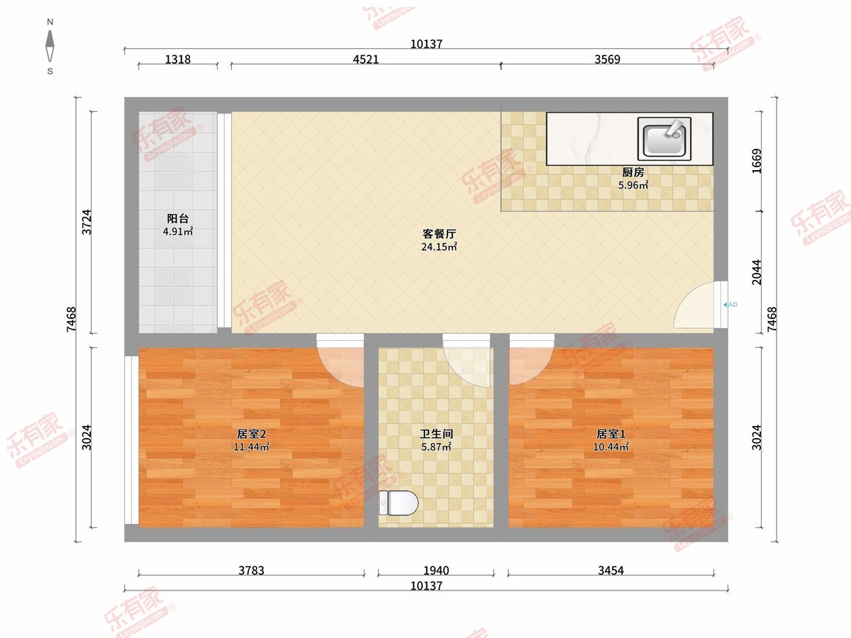 大益尚悦 3房2厅1卫 64.15㎡