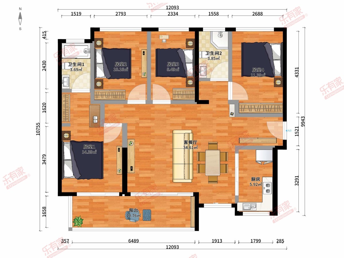 美泰星苑3栋01/02户型125.31㎡