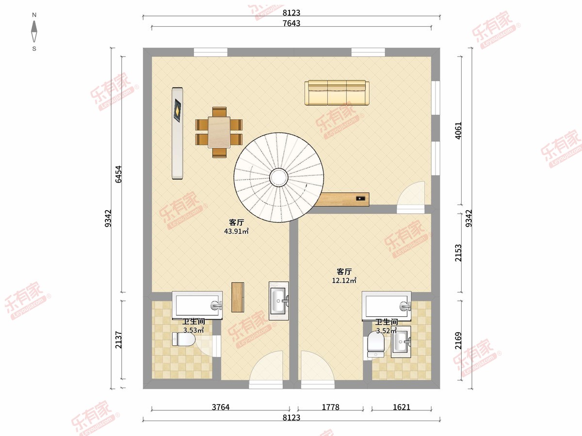 中国铁建环球中心 3房2厅2卫0厨0阳128.0m² 东