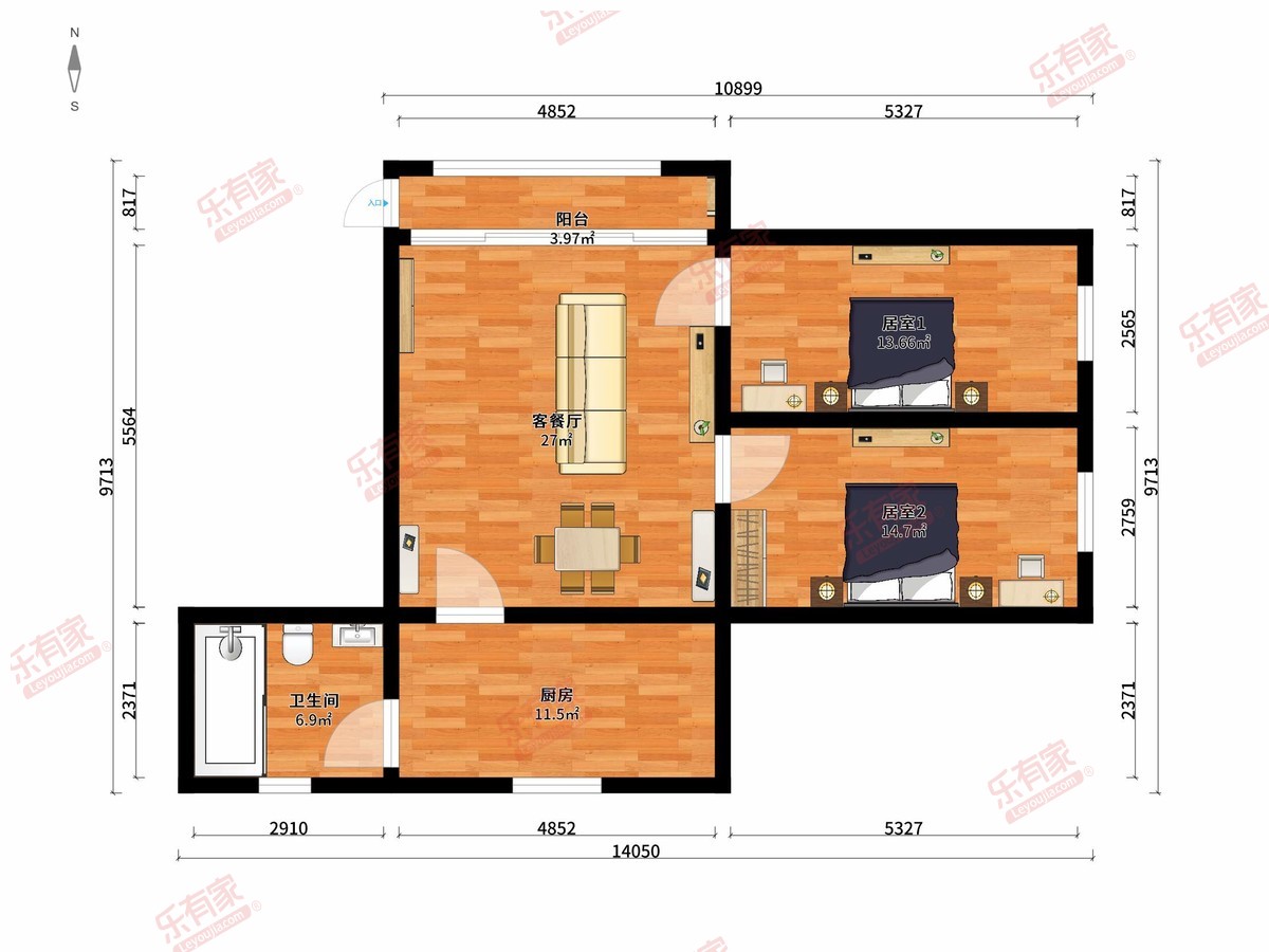 三丫营直街 2房2厅1卫 80㎡-江门三丫营直街租房