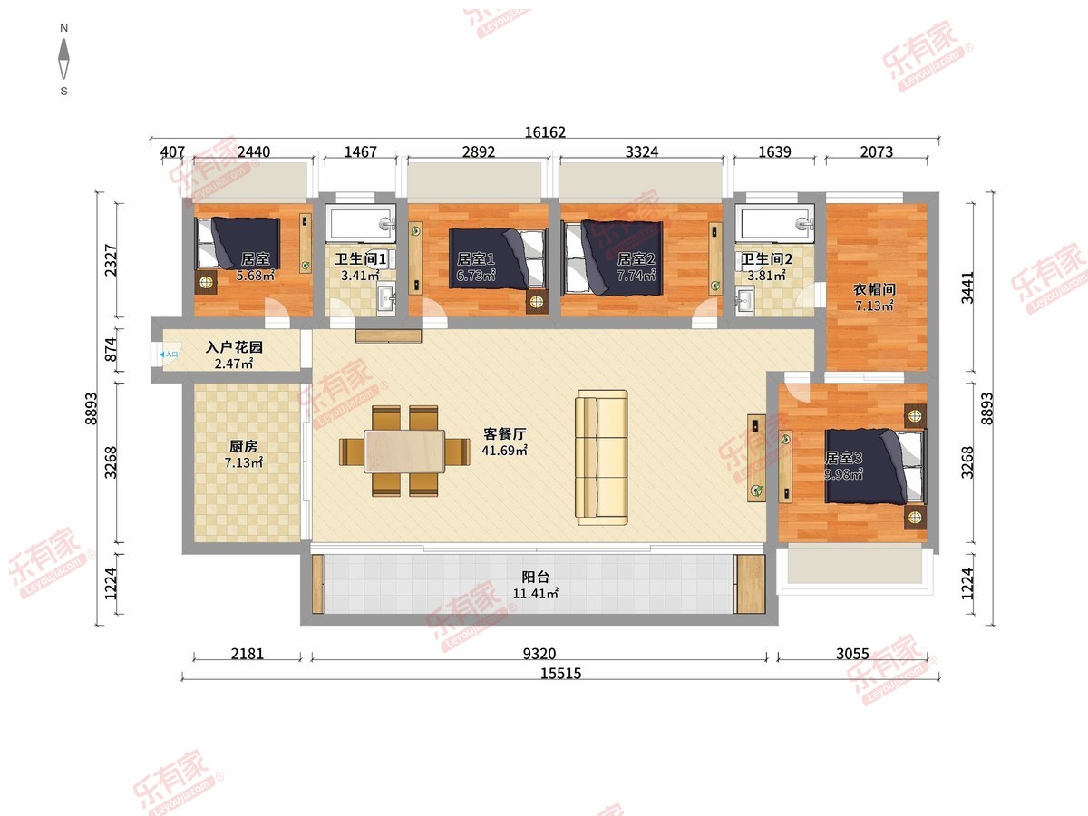 新城招商誉府 4房2厅2卫 127㎡-佛山新城招商誉府租房