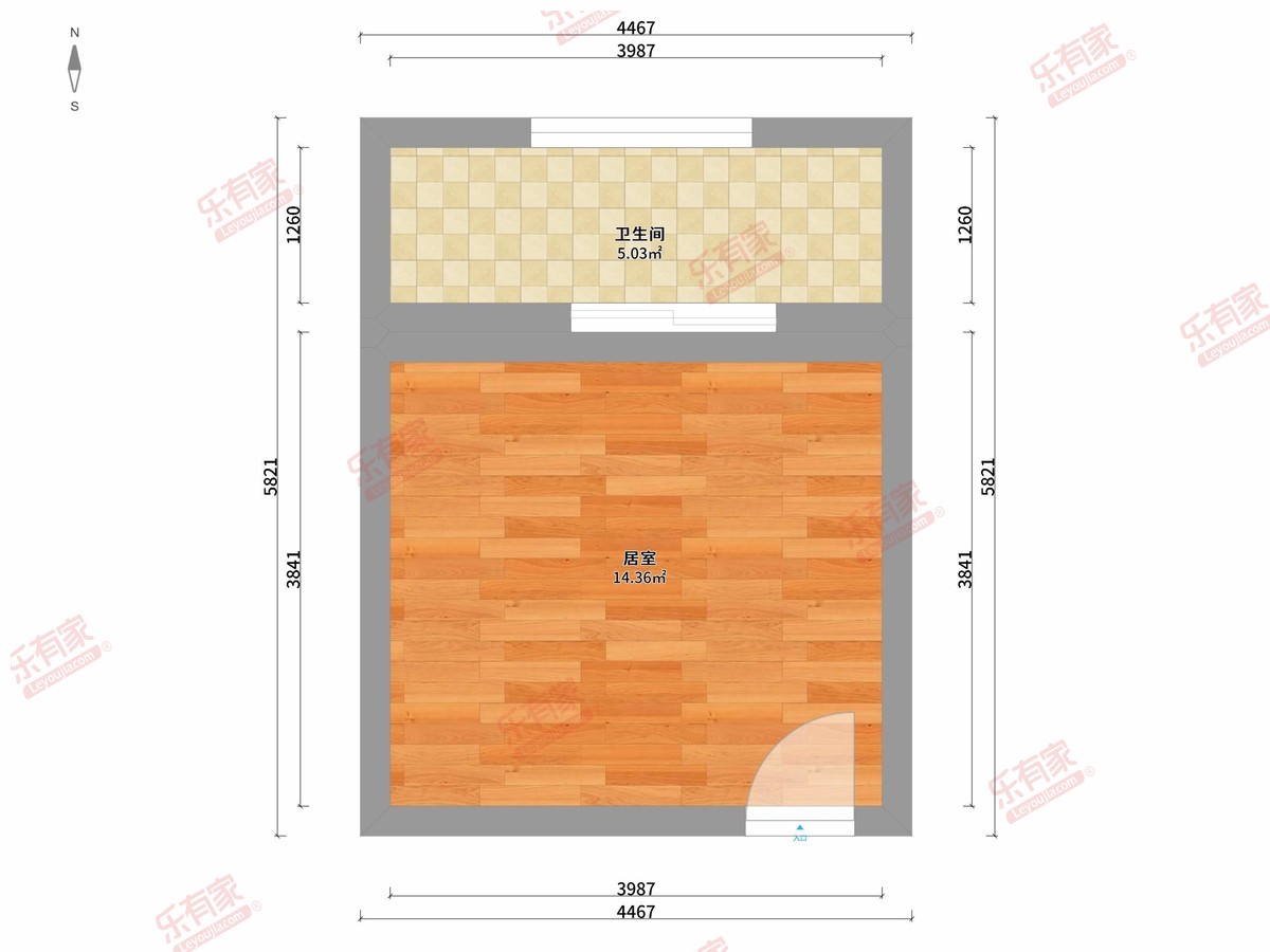 龙屋小区 1房0厅1卫 20㎡