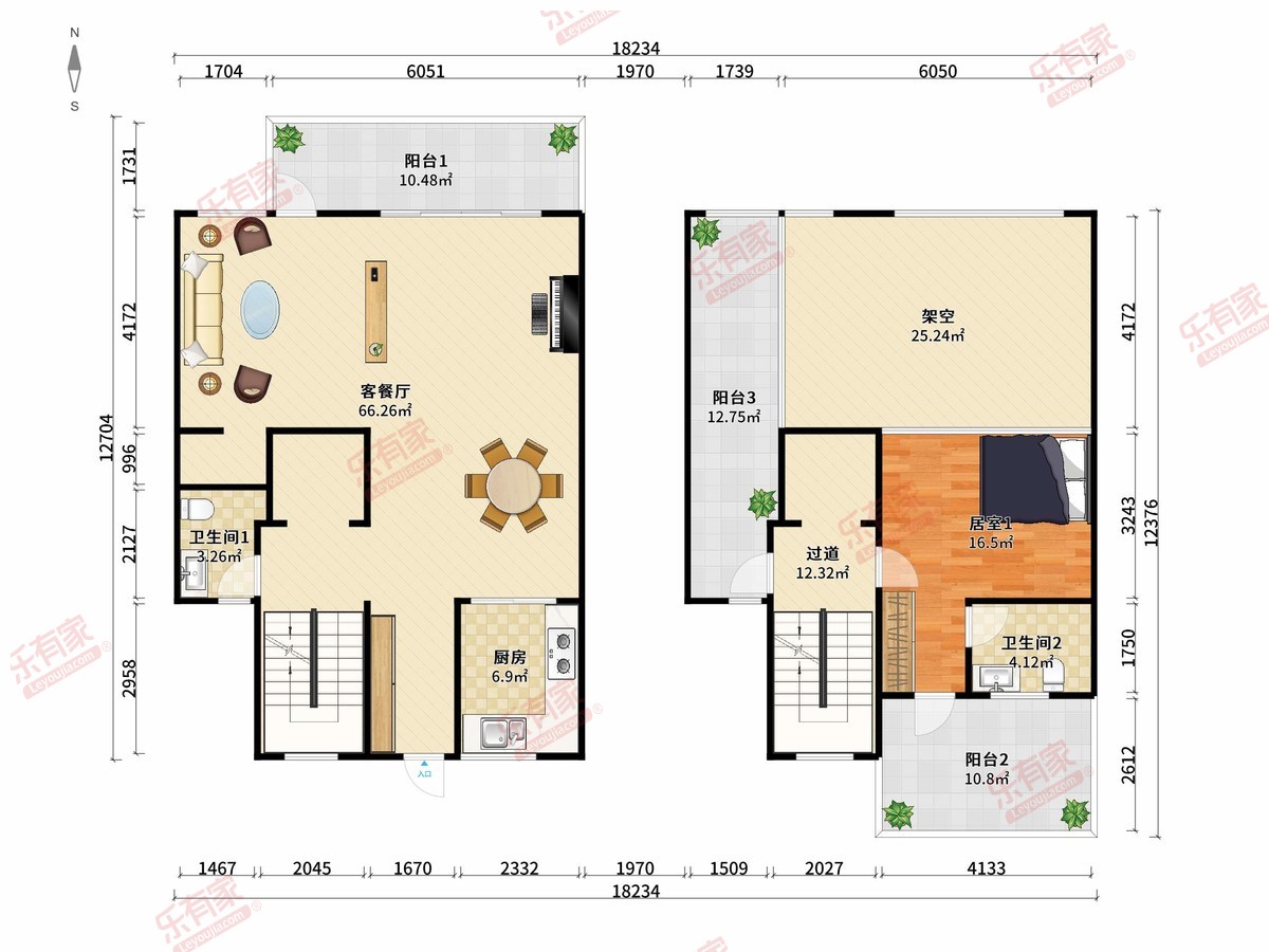 悦溪花园 4房2厅5卫1厨5阳430.0m² 南北